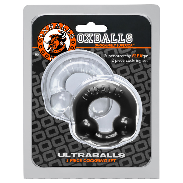 Oxballs: Ultraballs, 2 Piece Cockring Set, black/transparent Svart, Transparent