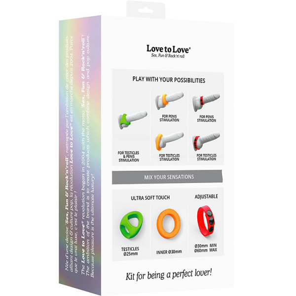 Love to Love: Neon Ring Kit, Set with 3 Cockrings Grön, Orange, Röd