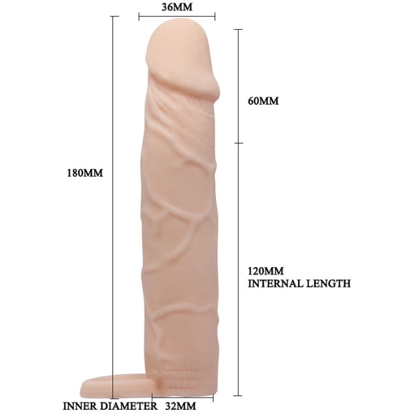 Pretty Love: Penis Sleeve Extension, 18 cm Ljus hudfärg