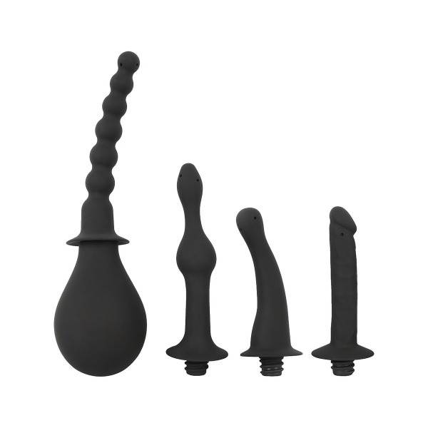 Black Velvets: Silicone Douche with 4 Attachments Svart