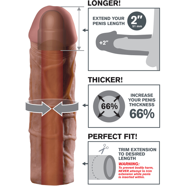 Pipedream Fantasy X-Tensions: Mega 51 mm Extension, mörk Mörk hudfärg