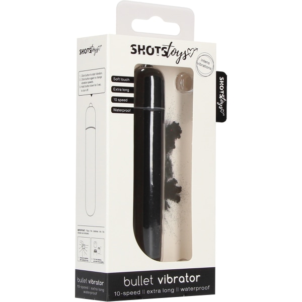 Shots Toys: Bullet Vibrator, Ekstra Lang, Sort Svart