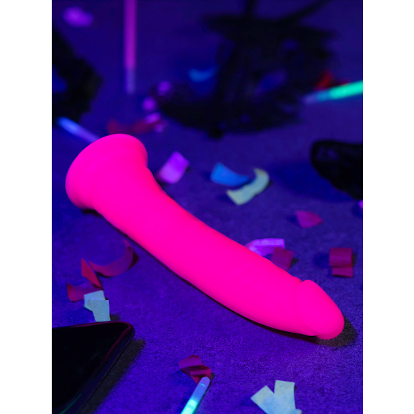RealRock: Glow in the Dark Realistic Dildo, 15.5 cm Rosa, Självlysande