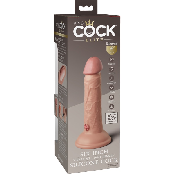 King Cock Elite: Dual Density Silicone Vibrating Cock Ljus hudfärg 18 cm