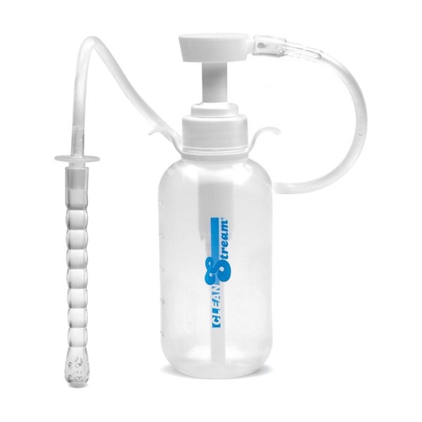 CleanStream: Pump Action Enema Bottle with Nozzle Transparent, Vit