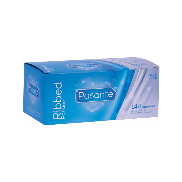 Pasante Ribbed Passion: Kondomer, 144-pack Transparent