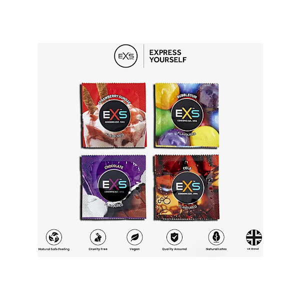 EXS Mixed Flavoured: Kondomer, 48-pack