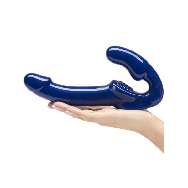 Strap U: Revolver II, Vibrating Strapless Strap On Dildo Blå