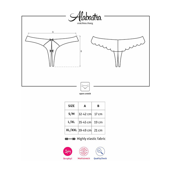 Obsessive: Alabastra Crotchless Thong Vit S/M