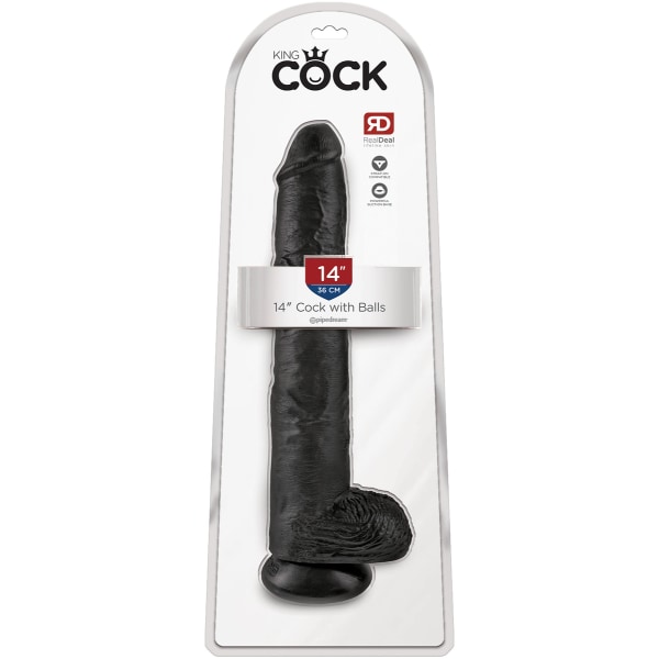 King Cock: Cock with Balls, 38 cm Svart