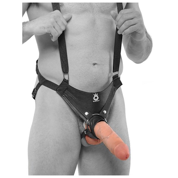 Pipedream: King Cock, Hollow Strap-On Ljus hudfärg, Svart 25 cm