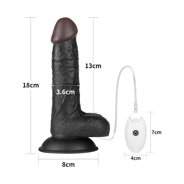 LoveToy: Vibrating Easy StrapOn Set, 18 cm Mörk hudfärg, Svart