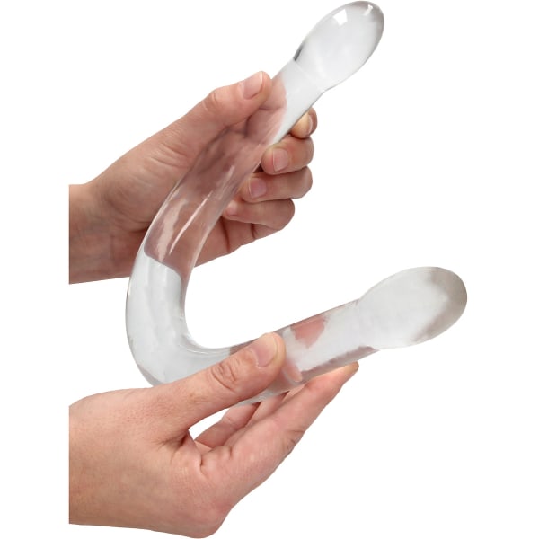 RealRock: Crystal Clear Non Realistic Double Dildo, 42 cm Transparent