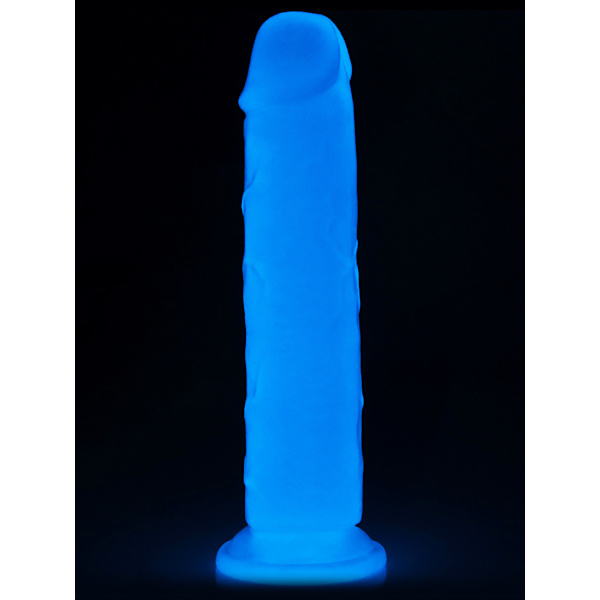 LoveToy: Lumino Play, Självlysande Dildo, 21 cm Självlysande, Transparent