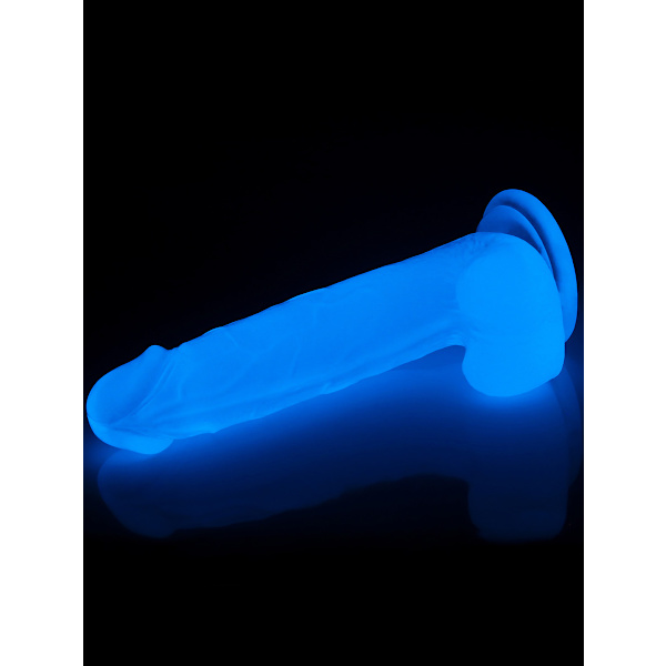 LoveToy: Lumino Play, Självlysande Dildo, 19 cm Självlysande, Transparent