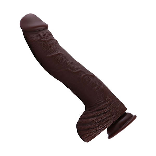 Hismith: KlicLok PVC Dildo, 32 cm, mörk Mörk hudfärg