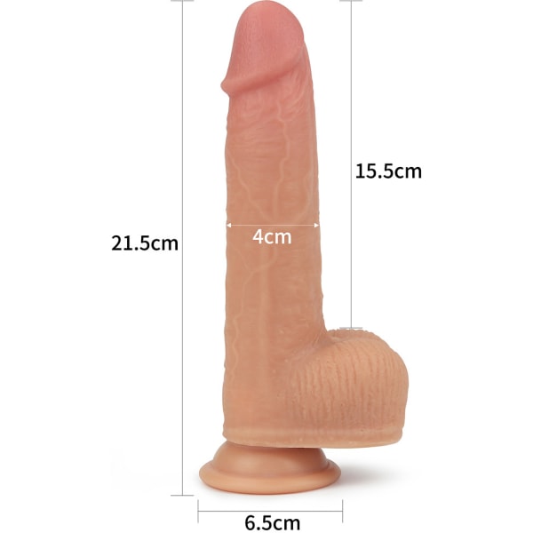 LoveToy: Anthony, Silikoninen Pyörivä Peniksen Muotoinen Vibratori, 22 cm Ljus hudfärg