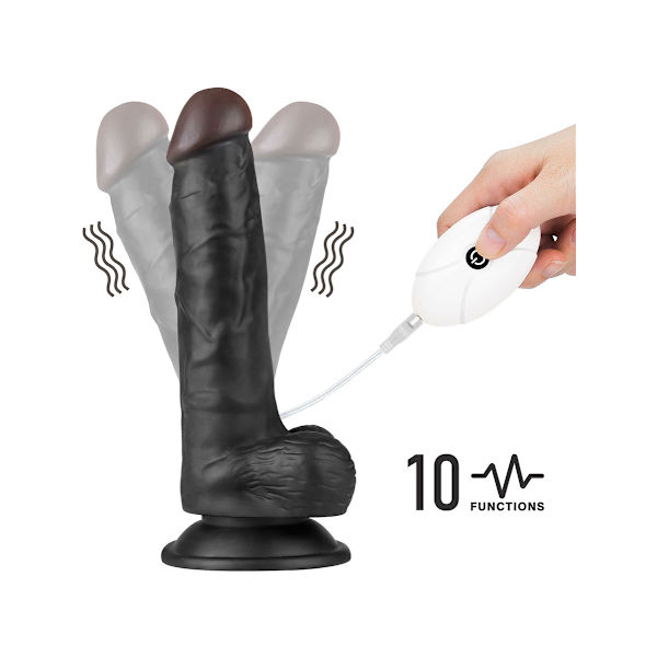 LoveToy: Vibrating Easy StrapOn Set, 20 cm Mörk hudfärg, Svart