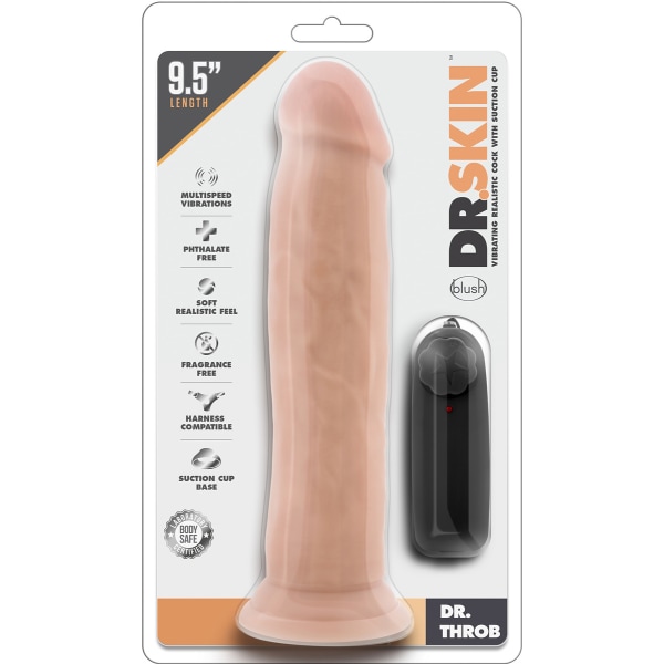 Dr. Skin: Dr. Throb Vibrating Cock, 23 cm Ljus hudfärg