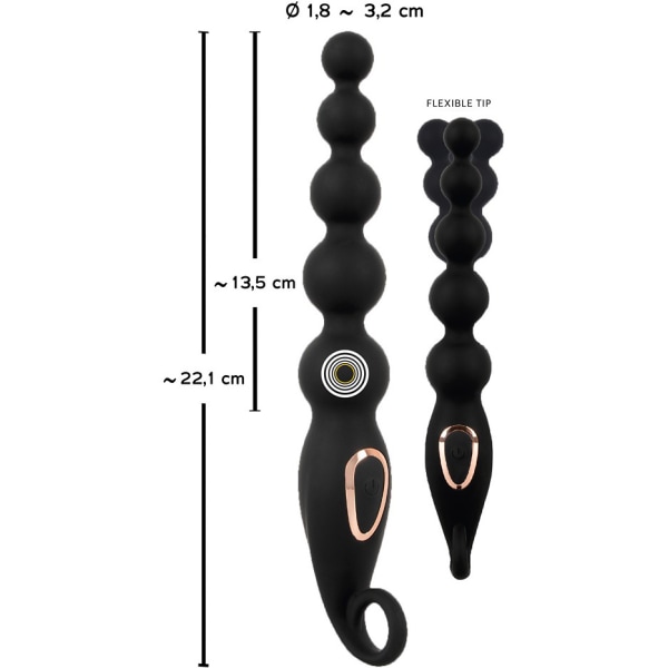 Anos: Anal Beads with Vibration Svart