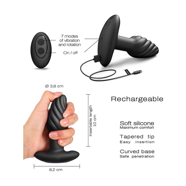 Dorcel: Spin Plug, Rotating Plug Vibrator Svart