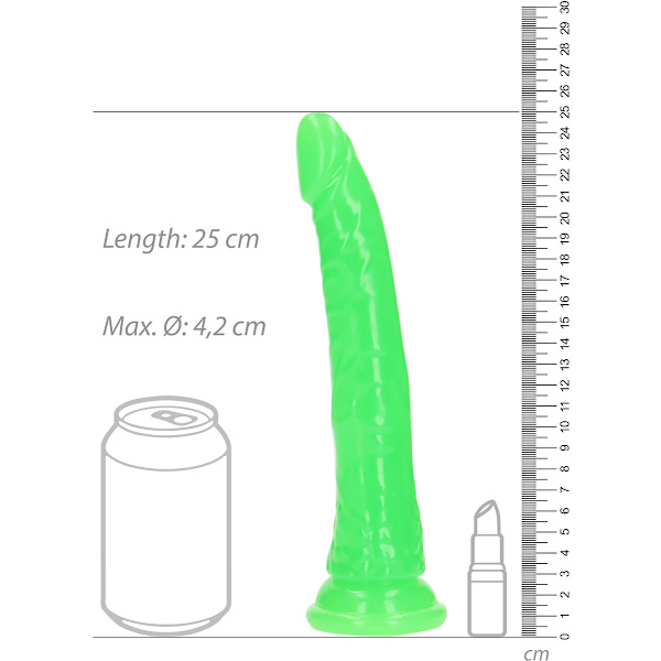 RealRock: Glow in the Dark Realistic Dildo, 22.5 cm Grön, Självlysande