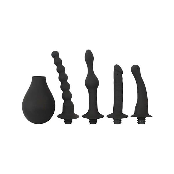 Black Velvets: Silicone Douche with 4 Attachments Svart