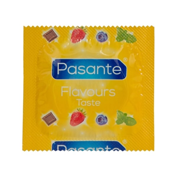 Pasante Flavours Taste: Condoms Blå, Brun, Grön, Röd