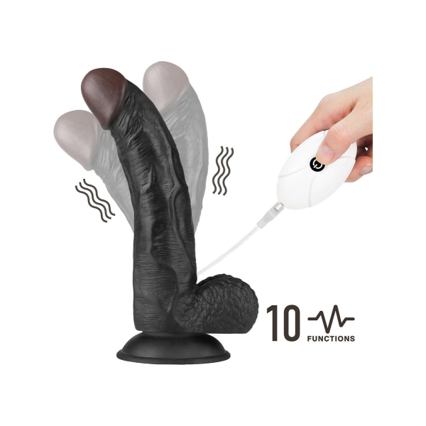 LoveToy: Vibrating Easy StrapOn Set, 22 cm Mörk hudfärg, Svart