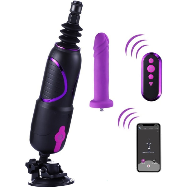 Hismith: Pro Traveler 2.0, Portable Sex Machine with Remote Lila, Svart
