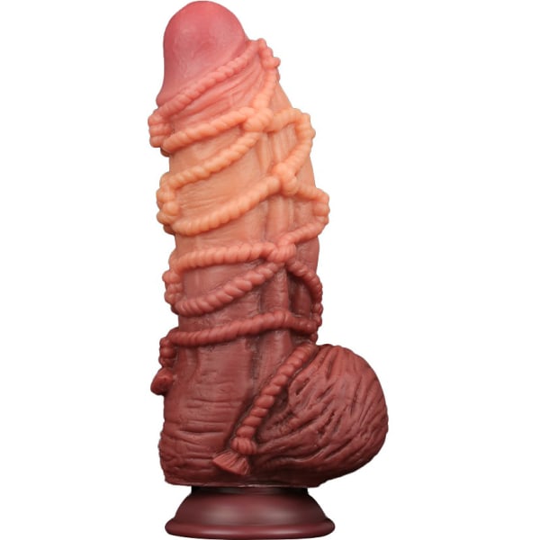 LoveToy: Dual-layered Silicone Cock with Rope, 24 cm Ljus hudfärg, Mörk hudfärg