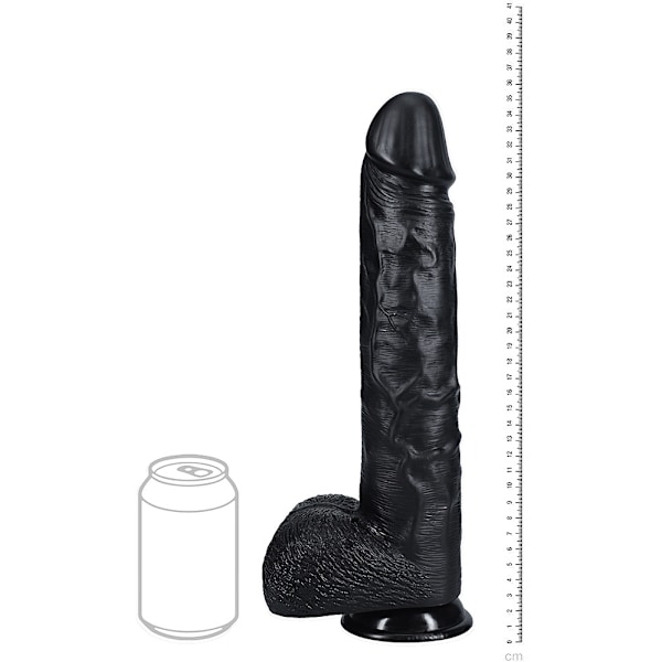 RealRock: Extra Long Realistic Dildo, 35.5 cm Svart