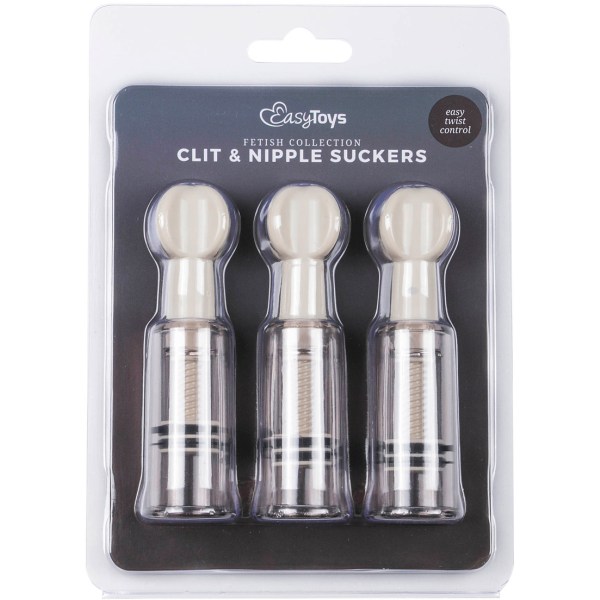 EasyToys: Nipple & Clit Suckers, Tripple Sucker Set Transparent, Vit