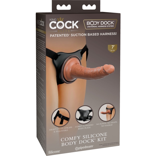 King Cock Elite: Comfy Silicone Body Dock Kit Ljus hudfärg, Svart