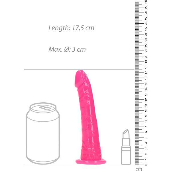 RealRock: Glow in the Dark Realistic Dildo, 15.5 cm Rosa, Självlysande