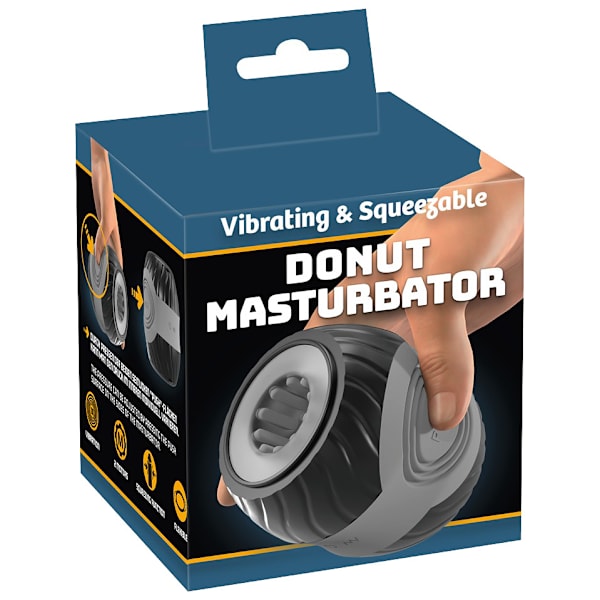 You2Toys: Vibrating & Sqeezable Donut Masturbator Grå, Svart