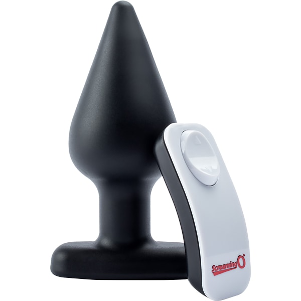 Screaming O: Rechargable Vibrating Plug XL with Remote, svart Svart
