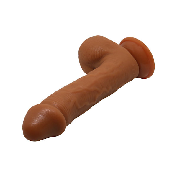 Beautiful Johnson: Realistisk Dildo med Sugpropp, 22 cm, mörk Mörk hudfärg