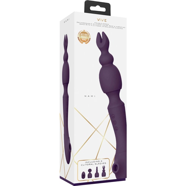Vive: Nami, Pulse-Wave Wand Vibrator with Clitoral Sleeves Lila