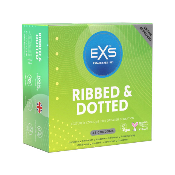 EXS Ribbed & Dotted: Kondomer, 48-pack Transparent