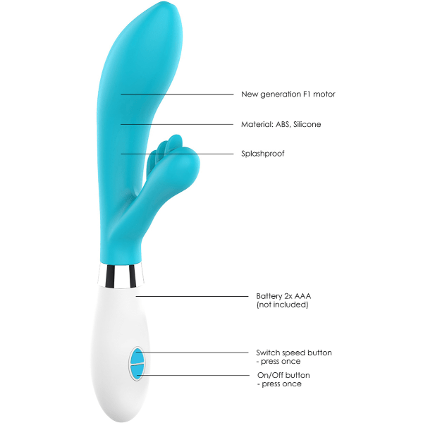 Luminous: Agave, Ultra Soft Silicone Rabbit Vibrator, turkos Turkos