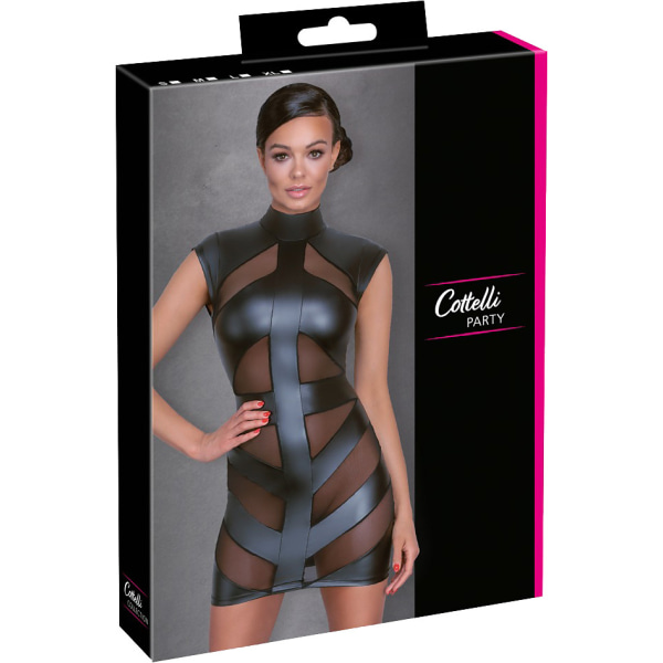 Cottelli Party: Matte Look Dress with Powernet, S Svart S