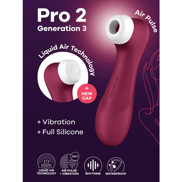 Satisfyer: Pro 2 Generation 3, Dobbelt AirPulse Vibrator Röd