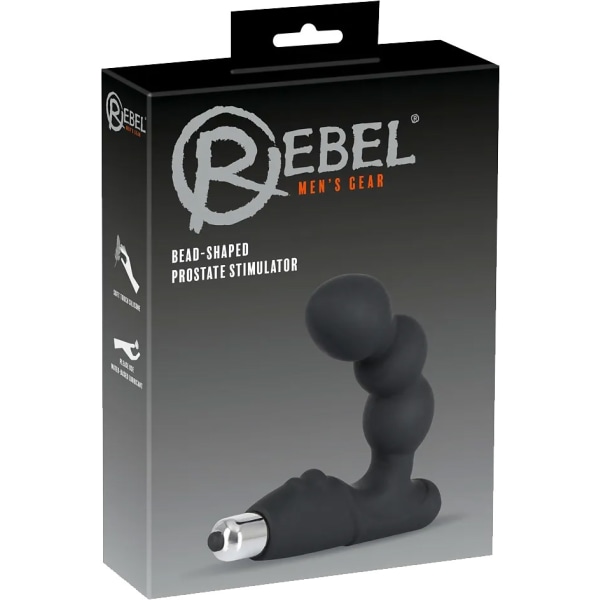 Rebel: Bead-Shaped Prostate Stimulator Silver, Svart