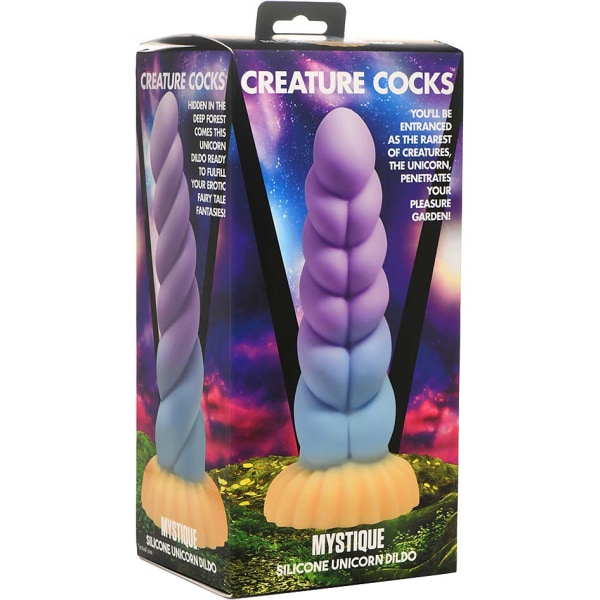 Creature Cocks: Mystique, Silikoninen Yksisarvisen Dildo Blå, Lila, Orange