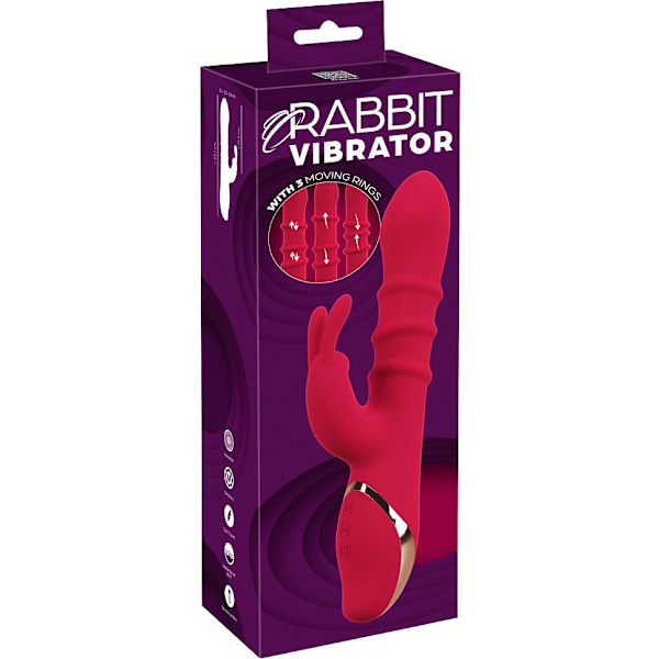 You2Toys: Rabbit Vibrator with 3 Moving Rings Röd