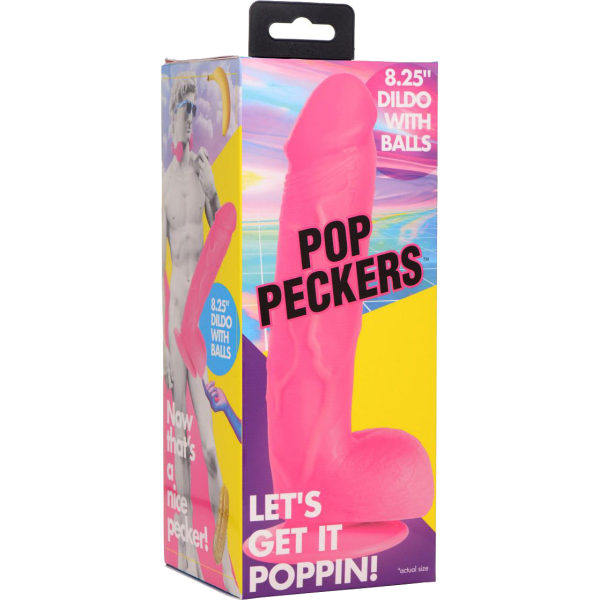 Pop Peckers: Poppin Dildo Rosa 21 cm