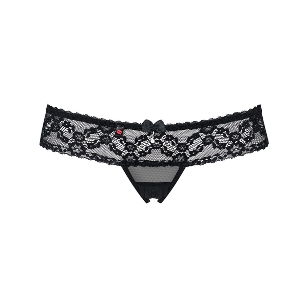 Obsessive: 837-THC-1, Crotchless Thong, svart Svart L/XL