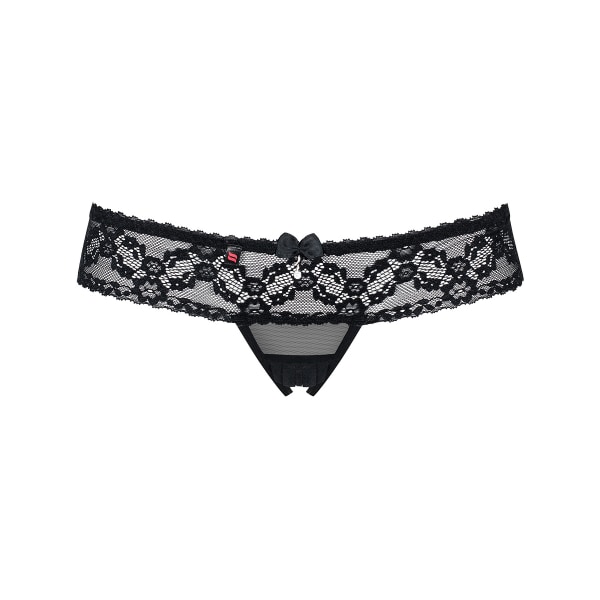 Obsessive: 837-THC-1, Crotchless Thong, svart Svart S/M