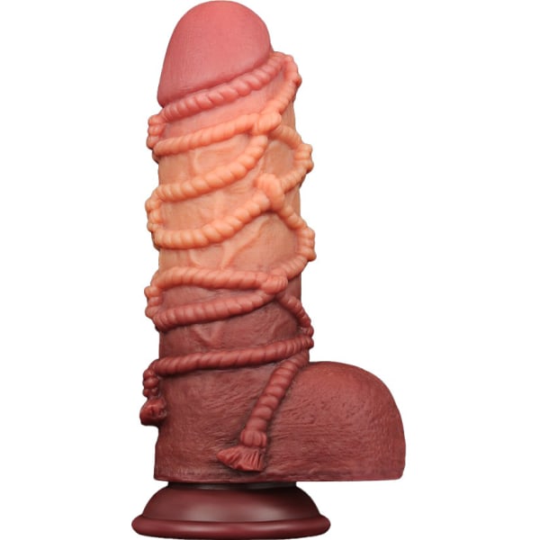 LoveToy: Dual-layered Silicone Cock with Rope, 24.5 cm Ljus hudfärg, Mörk hudfärg